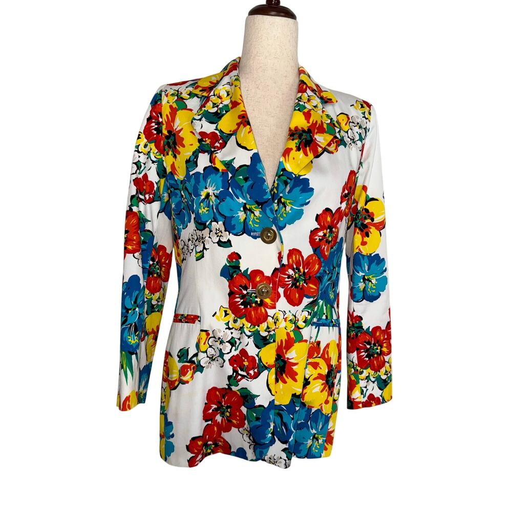 Vintage Escada Floral Print Cotton Blazer - EU 38 US 6
